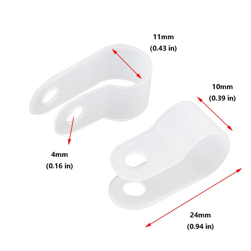 Antrader R-Type Cable Clamp White Nylon Cable Organizer Clips for 3/8 Inch Diameter Wire Rope Management Pack of 200 with Screws - Image 2